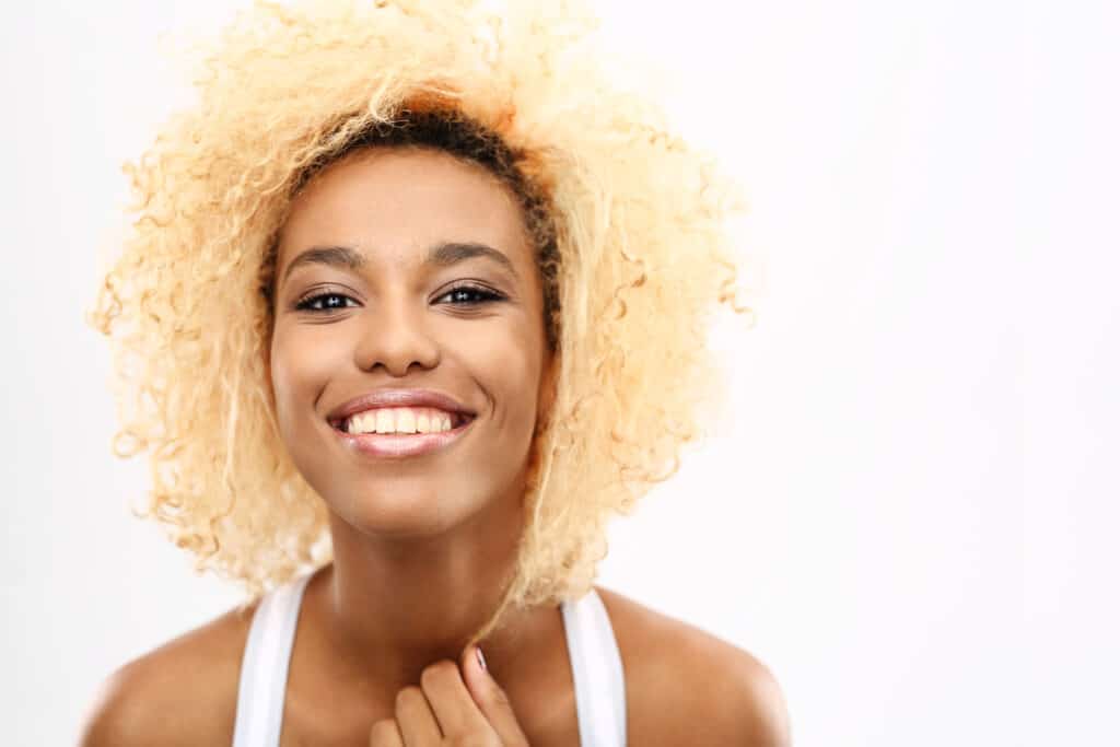 woman with blonde hair lightened from black