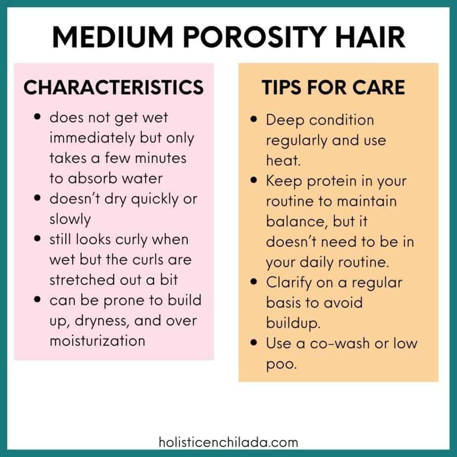 medium porosity hair chart with characteristics and tips