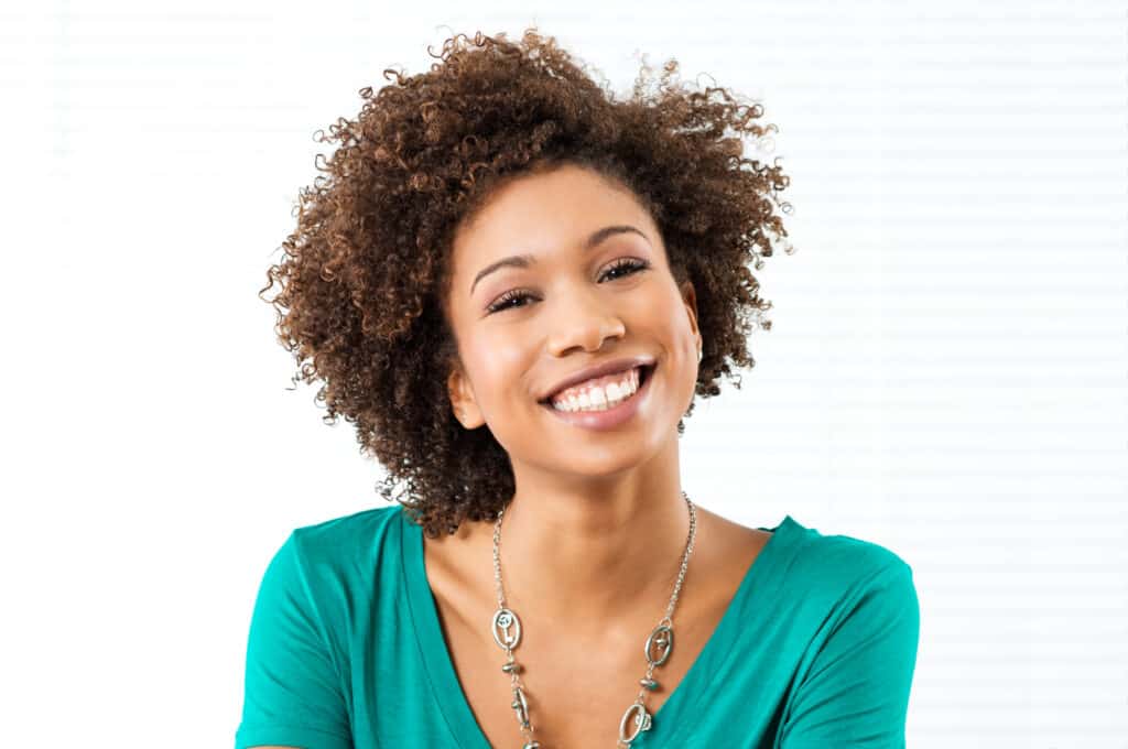 woman with curly hair